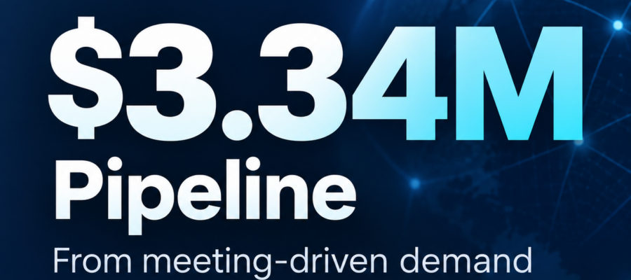 Meru Networks case study graphic: $3.34M pipeline from meeting-driven demand, enterprise networking